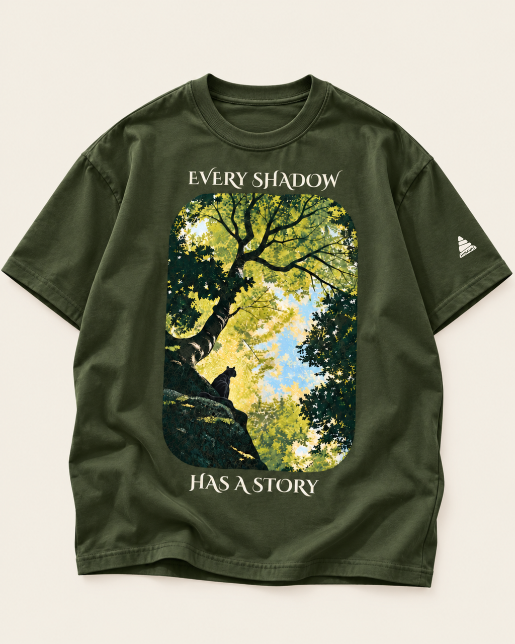 Shadows Have Stories Oversized T-shirt | Olive Green
