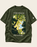 Shadows Have Stories Oversized T-shirt | Olive Green